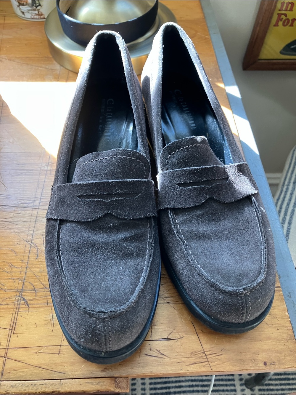 La CANADIENNE Dark Brown Suede Penny Loafers